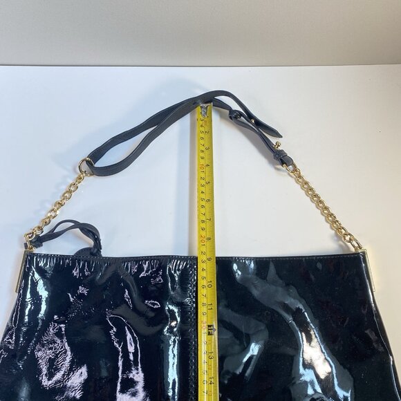 Badgley Mischka HOBO Large Shoulder Bag Black Patent Leather - Picture 10 of 16